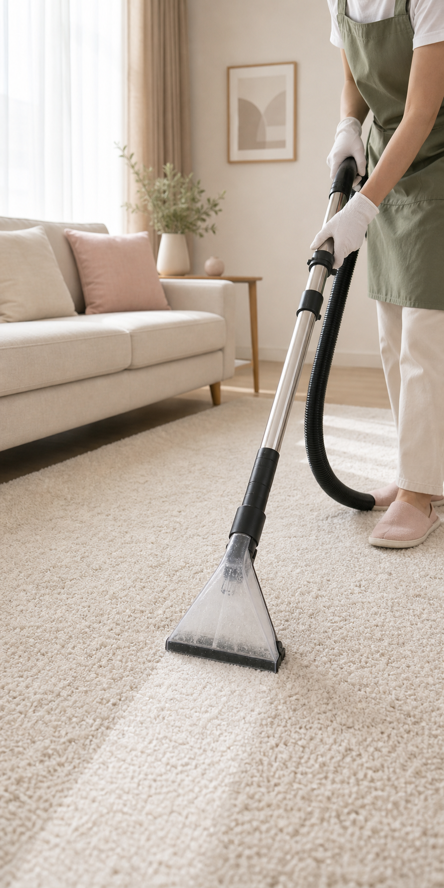 Carpet cleaning in a bright home